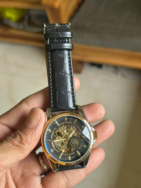 ROLEX ( BLACK AUTOMATIC LEATHER BELT )